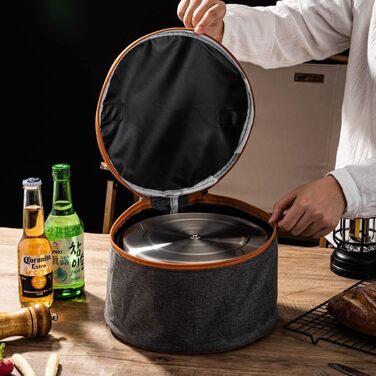 Набір кухонного посуду для кемпінгу, кухонний набір для відпочинку, каструлі та сковорідки для приготування їжі на вогнищі, містить дорожню сумку для 4-6 осіб