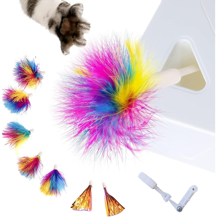 Migipaws Cat Toy, Interactive Electric 7-Hole Whack-A-Mole Mouse, Smart Teaser Toy, 4 Feather Accessories, Fun Cardboard Design, USB Rechargeable (Replacement 2.0)
