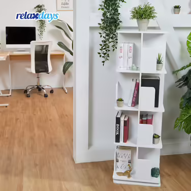 Relaxdays White Rotating Bookshelf