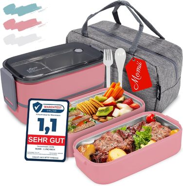 Ланчбокс преміум для дорослих та дітей: сталевий ланчбокс з відділеннями, блідо-рожевий