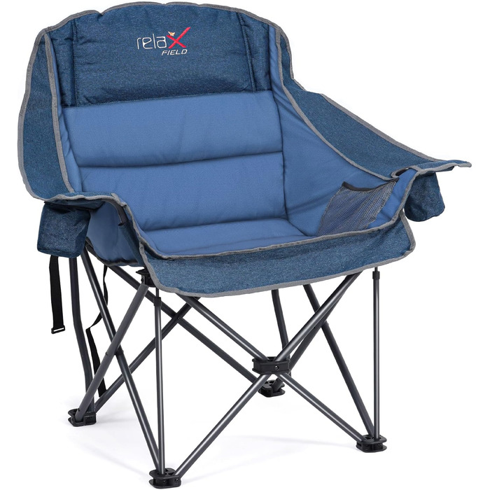 Великий складаний стілець для кемпінгу RELAX FIELD, 227 кг, Navy Blue