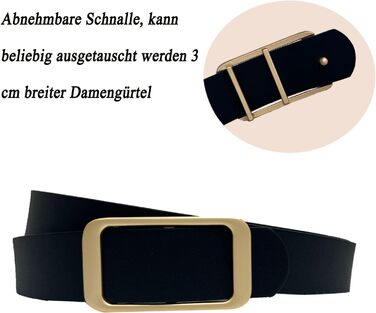 Жіночий шкіряний ремінь для джинсів, спідниць та суконь, чорний та з леопардовим принтом, змінна золота пряжка 3 см, розмір M (110 см), талія 86-96 см