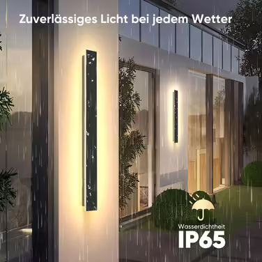 Long Villa Wall Lamp Black, Waterproof Outdoor Wall Light IP65, Aluminum Acrylic Outdoor Lamp for Gardens, Terraces, Bedrooms, Living Rooms, Indoors, 30cm/12w, Warm Light