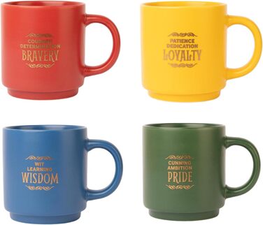 Grupo Erik Harry Potter Coffee Mug Set of 4 Hogwarts Houses - Ceramic Coffee Cups Gryffindor, Slytherin, Ravenclaw and Hufflepuff - Mug Set, each 300 ml