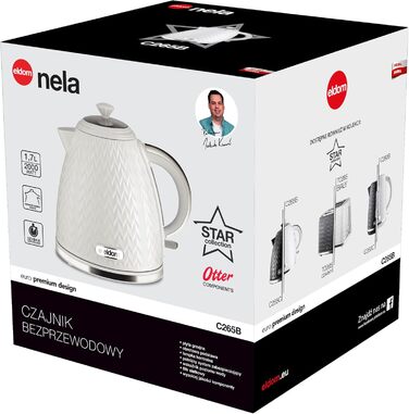 Електричний чайник Eldom C265B, 1.7 л, 2000 Вт, ретро дизайн, білий | Чайник для кухні