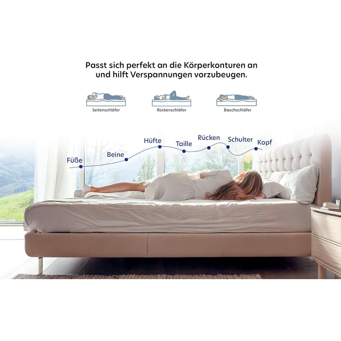 Träumegut24 - 10cm Ergonomic Cold Foam Mattress Topper / Mattress Pad / Mattress Protector Topper - Firmness H2 / H3 (H2, 90x200)