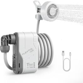 FLEXTAILGEAR Max Shower Portable Camping Ultra-Lightweight Shower with Battery, Portable Outdoor Camping Shower, Travel Shower with Rechargeable USB-C Water Pump, Pet Cleaning, Beach Vacation