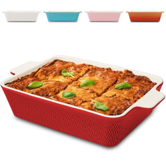 Форма для запікання Praknu Groß - Лазанья з кераміки з високим бортиком - Форма для запікання, тирамісу та запіканок - червона