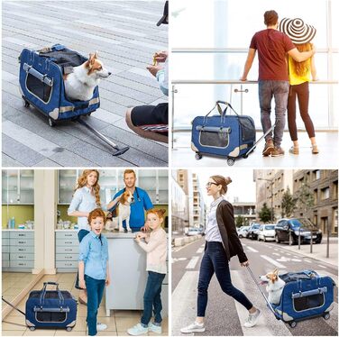 Переносний переноска для тварин з телескопічною ручкою, блакитна. Ідеально для собак та котів.