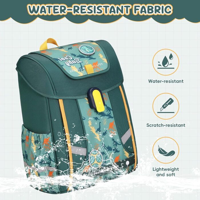 Шкільний рюкзак для хлопчика, 1-4 клас, ергономічний, з нагрудним ременем, 2025, для дітей 6-10 років, знімний поясний ремінь, світловідбиваючі елементи (зелений)