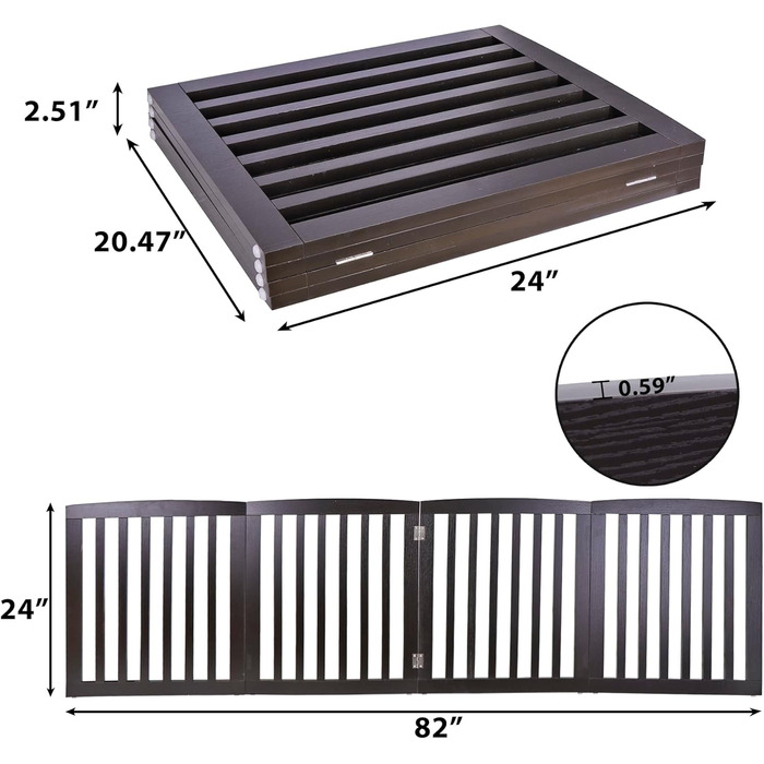 Зручна дерев'яна перегородка для собак, розкладний захисний забір, 4 панелі, для дому та вулиці