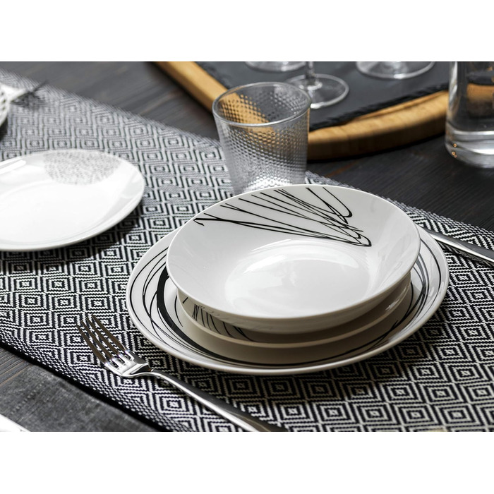 Сервіз Tognana Graphic, 18 предметів, для 6 осіб, порцеляна, білий
