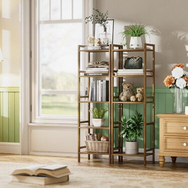 HITNET 5-Tier Freistehendes Bücherregal (Weiß/Walnuss)