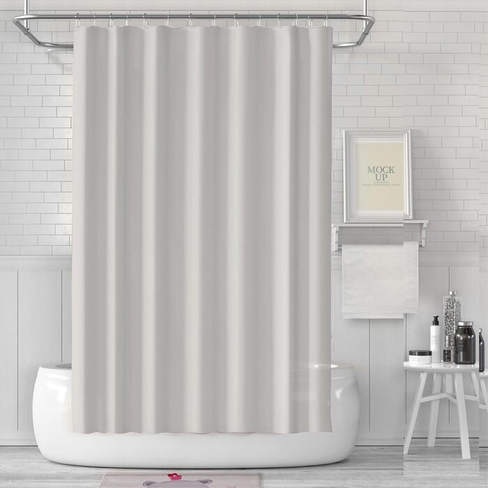 Штора для ванни 180x180 см, водонепроникна, антигрибкова, з кільцями, бежева (1 шт.)