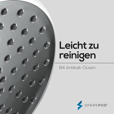 Душова лійка SparkPod з високим тиском, 15 см, XXL, з довгим шлангом, хром, розкішний дизайн, легке встановлення без інструментів