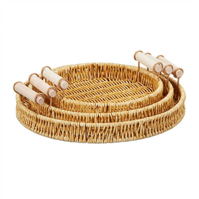 Relaxdays Set of 3 Round Serving Trays