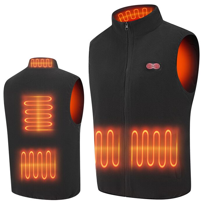 Тепла флісова жилетка для чоловіків з регулюванням 3 рівнів нагріву, 5 зон нагріву, чорна, XXL. Підходить для активного відпочинку: їзди на конях, катання на лижах, риболовлі. (Акумулятор не входить до комплекту)
