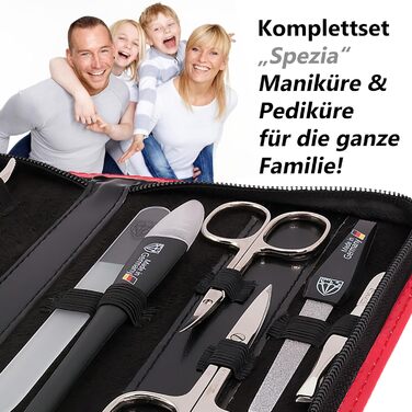 Набір для манікюру DREI SCHWERTER 'Spezia' 10 предметів | Німецький бренд | У футлярі з червоного шкірозамінника | Манікюрний набір для подорожей