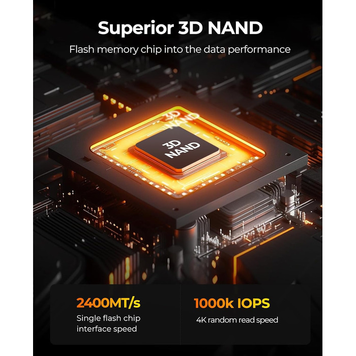 ORICO NVMe SSD 1TB PCIe 4.0 M.2 2280 Внутрішній SSD з радіатором для ПК та ноутбуків (7000 MB/s чтение, 6500 MB/s запись)