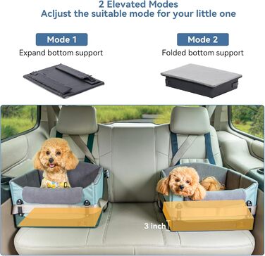 Автокрісло для собак, автокрісло для маленьких собак з ременями, підвищення для собак, складне, блакитне