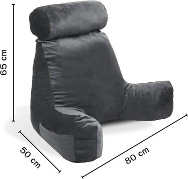 Подушка-крісло Bananair для ліжка та дивана - м'яка та комфортна, з підтримкою спини та зручними підлокітниками (сіра)