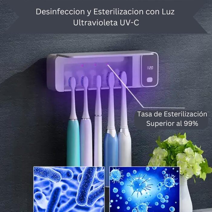 Super Toothbrush Holder, UV Toothbrush Sterilizer, Electric Toothbrush Holder, 2000 mAh, Timer Function
