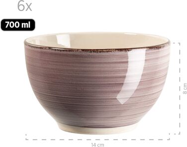 MÄSER Bel Tempo II, 30-piece Vintage Dinnerware Set for 6 People, Hand-Painted Ceramic Combination Service, Stoneware, Berry