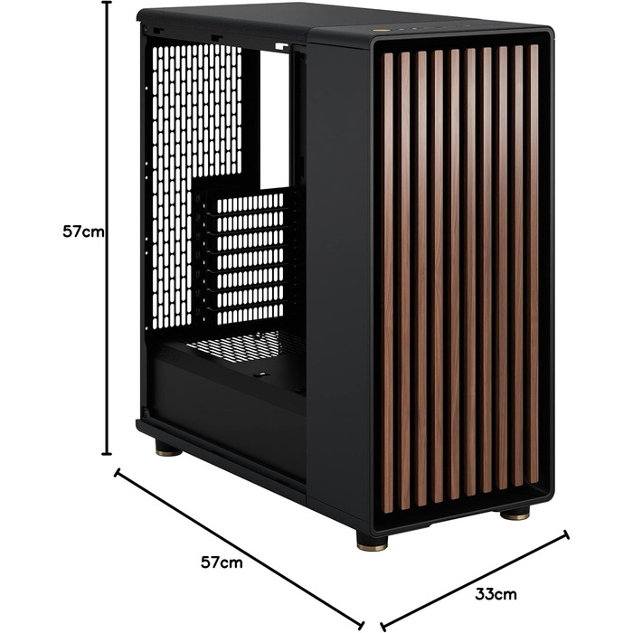 Комп'ютерний корпус Fractal Design North Charcoal Black TG Dark з темним склом, фасад з горіхового дерева, 2 вентилятори 140 мм, USB Type-C, Mid-Tower ATX