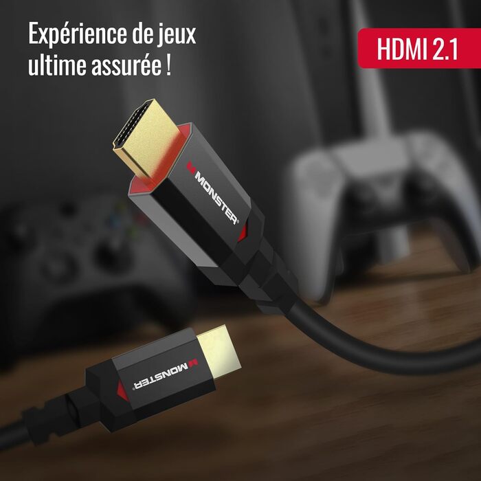 HDMI кабель 2.1 Monster 1.8м, 8K Ultra HD, 48 Gbps, для ігор, сумісний з PS5, PS4, Xbox Series X, Xbox One