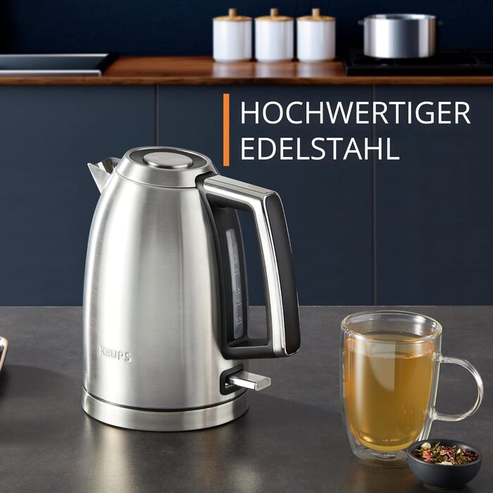 Krups Smart'n Light Kettle, 5 Temperatures, 1.7 Liter Capacity, Stainless Steel Interior, Double-Walled, Black, BW801810 (BW552D Excellence)