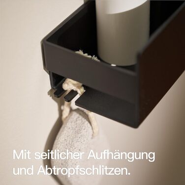 Designfabrik Hamburg Shower Shelf without Drilling | Bathroom Organizer | Shower Shelf without Drilling | Bathroom Shelf | Hanging Shelf | Wall Shelf | Adhesive Shower Basket | Shower Shelf Black 30 cm