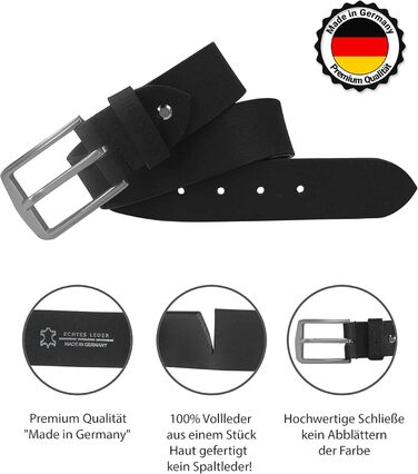 Чоловічий шкіряний ремінь Vintage з подарунковою коробкою - виготовлено в Німеччині. Ширина 40 мм, колір чорний, застібка срібна, 115 см.