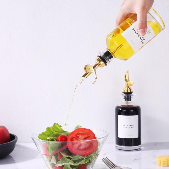 Molimoli Olive Oil Set in Glass, 350-ml Bottles with Weighted Dispensers, 4 Pieces