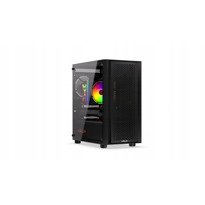 Корпус для комп'ютера Krux Scor, бічна панель зі скла, 1 вентилятор, mATX, чорний