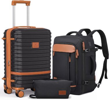 Набір валіз Joyway Handgepäck-Sets, чорний, ручна валіза, розширювана дорожня валіза з TSA-замком, чорний