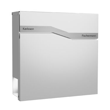 Поштовий ящик білий з газетницею TRELLEBORG (RAL 9016), персоналізований, з цинкової сталі з ім'ям сім'ї, вулицею та номером будинку, комплект для монтажу (2 прізвища)