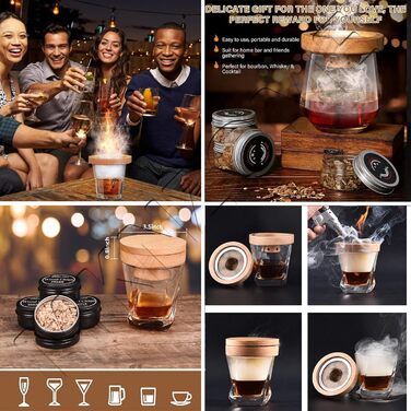 Набір для копчення коктейлів та віскі MKNZOME - набір для диму з тирсою, аксесуар для віскі та коктейлів, подарунок для чоловіків