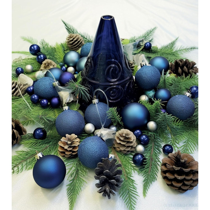 Набір ялинкових прикрас 36 шт. темно-синій, 6 см - ялинкові кулі для декорування