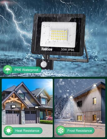 50W LED Floodlight with Motion Sensor Outdoor, Super Bright 4500LM Outdoor Floodlight, IP66 Waterproof LED Outdoor Light Floodlight with Remote Control, 6500K Cool White Spotlight Outdoor for Garden, Garage, Yard (30.0 Watt)