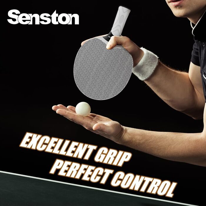Senston Table Tennis Set - Professional Paddles for 4 Players - Rubber Compound Paddles for Indoor/Outdoor Play (Gray Net)