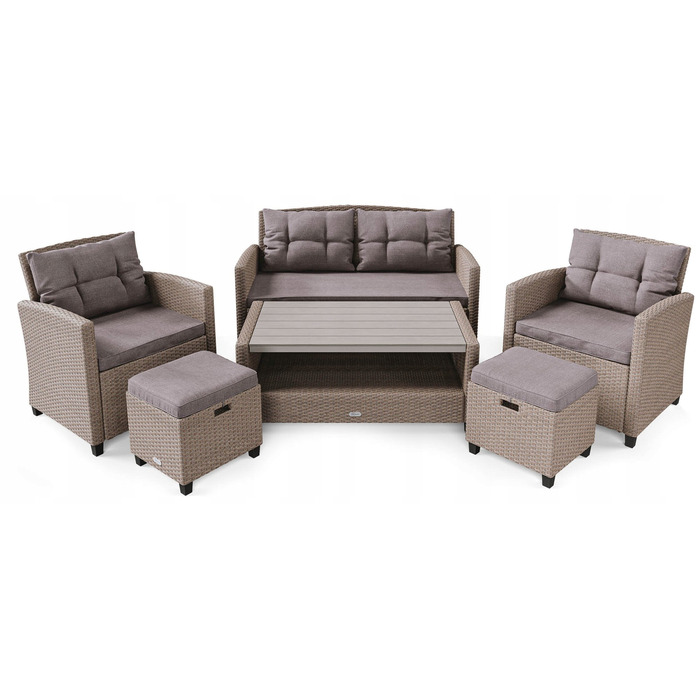 Комплект садових меблів Di Volio DV-016GF Firenze, техноротанг, бежевий, 6 предметів