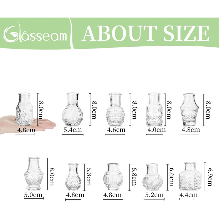 Glasseam набір міні-ваз із скла для декору столу, 40 шт. Вінтажні маленькі вази для весілля, вечірки, дня народження, дому, вітальні