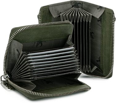 Чоловічий шкіряний гаманець HORNBULL з RFID-блокуванням | Вертикальний картхолдер, оливковий, з блискавкою