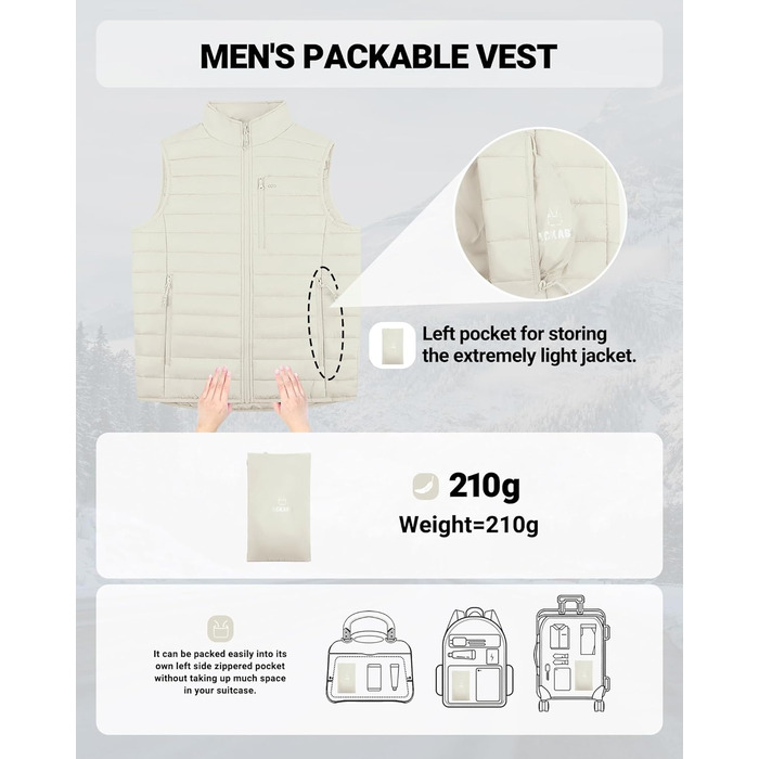 Чоловіча степкова жилетка Outdoor Ventures – легка, пакувальна, для активного відпочинку, бігу, гольфу, походів, їзди на коні (Абрикосовий, XXL)