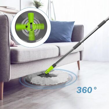 Набір для миття підлоги Masthome: відро, моп з функцією віджиму, 3 мікрофібрових насадки, для всіх типів підлоги