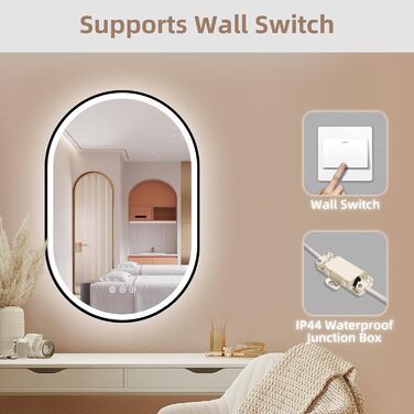 Дзеркало для ванної кімнати LED Starlead Munich 90x60 см з підсвічуванням, Bluetooth, регулюванням яскравості, 3 кольори світла, антизапарник, функція пам'яті, HD скло, IP44, горизонтальне/вертикальне встановлення, без рамки