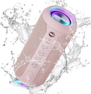Портативна Bluetooth колонка Ortizan з RGB підсвіткою, водонепроникність IPX7, 30 годин роботи, баси Boost, TWS, AUX, TF картка, мікрофон (РОЖЕВА)
