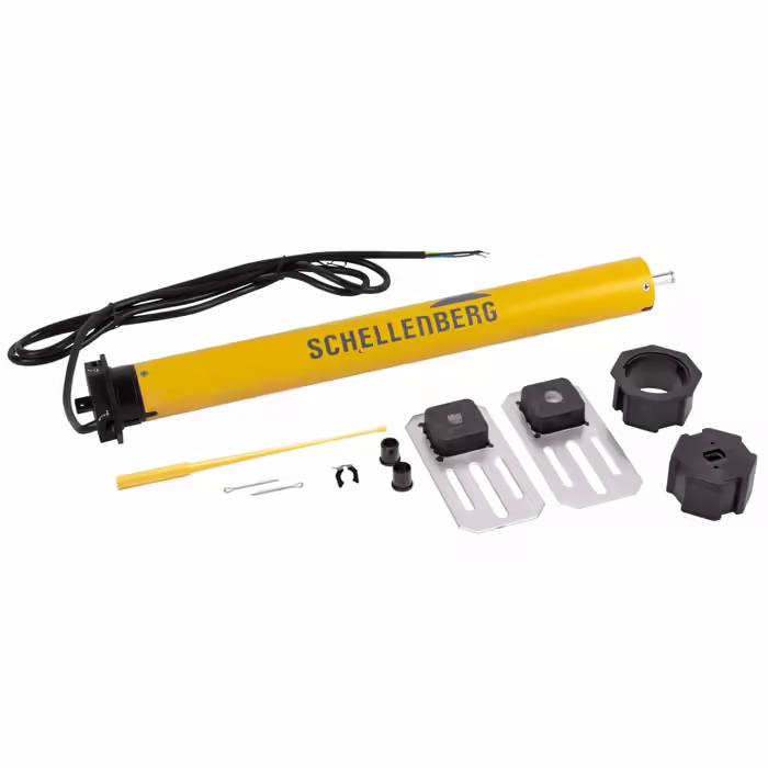 Schellenberg 20615 Roller Shutter Motor MAXI Standard 15 Nm, mechanical end-stop adjustment, tube motor for 60 mm shaft, suitable for shutter areas up to 6.2 m², set including wall bracket