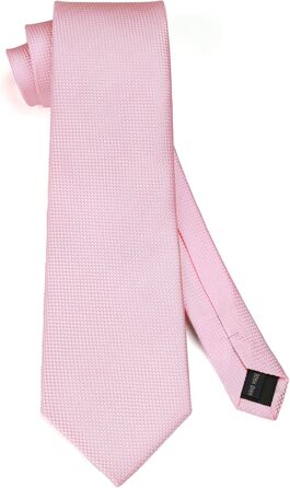 Комплект краватки для весілля HISDERN: краватка в клітинку, нагрудна хустинка, краваткова застібка та запонки (Рожевий, 3)