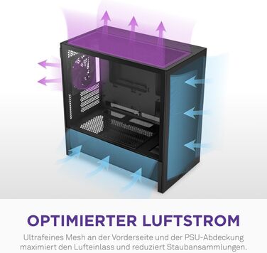 NZXT H3 Flow: Корпус для ПК Micro-ATX з оптимізованим повітряним потоком, 120мм вентилятор, підтримка Full-Size GPU, радіатори 280мм/240мм, чорний